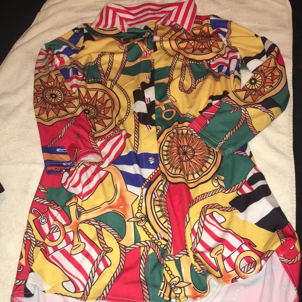 Never worn Long sleeve button down shirt dress